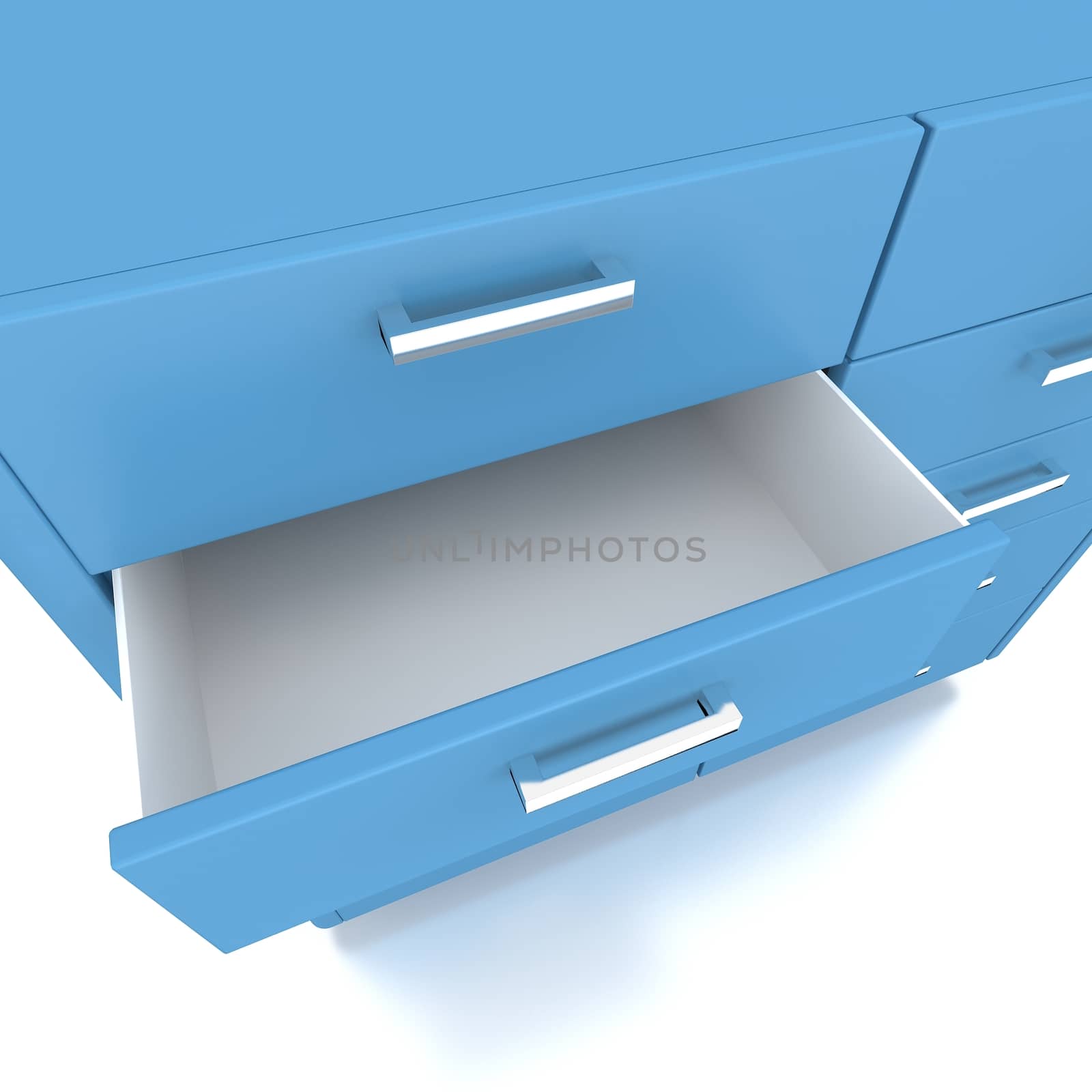 cupboard with opened empty drawer