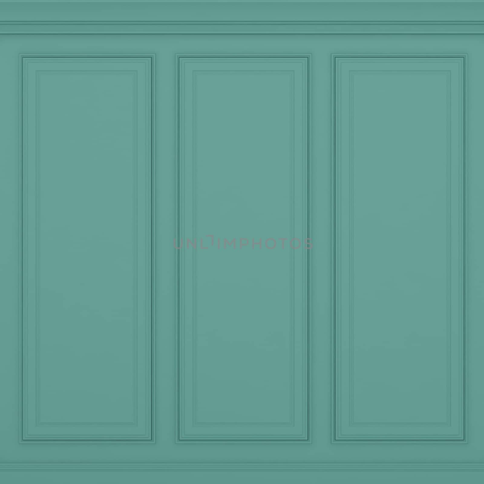classic green wall ,3d render