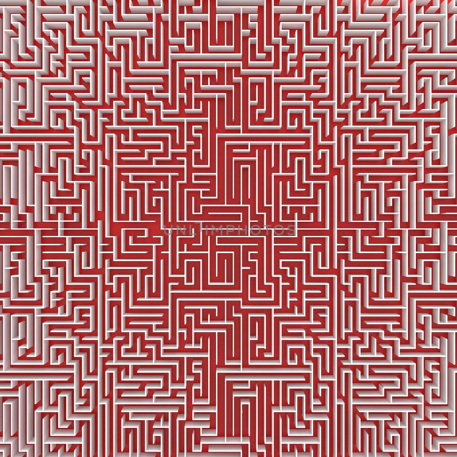 top view of endless maze 3d illustration