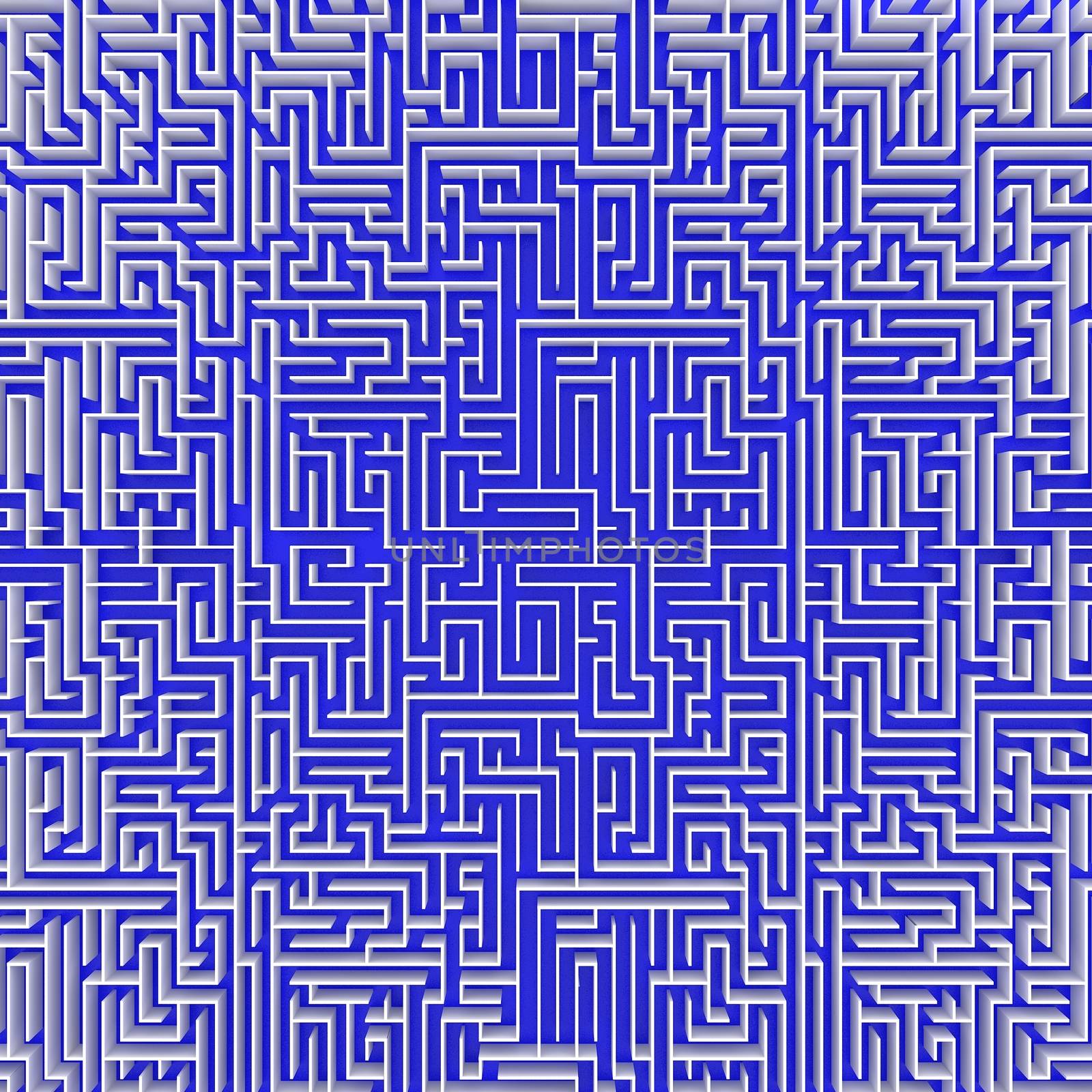 top view of endless maze 3d illustration
