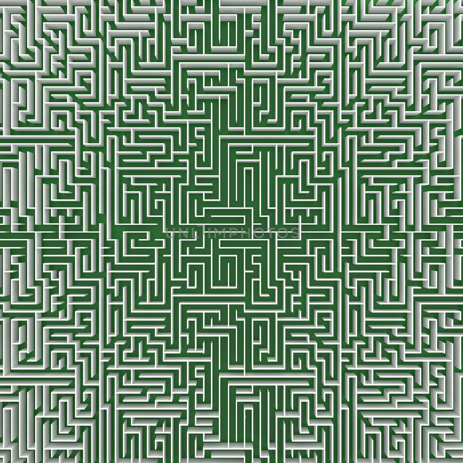 top view of endless maze 3d illustration