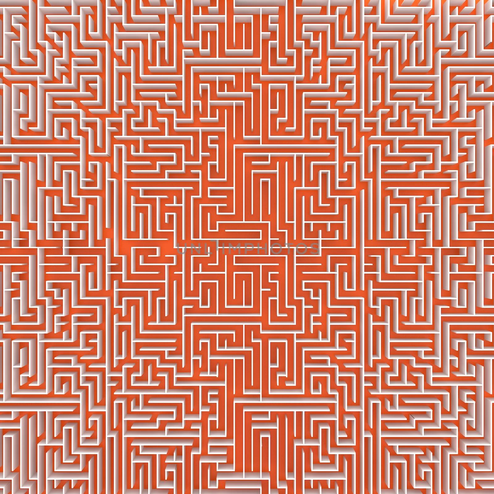 top view of endless maze 3d illustration