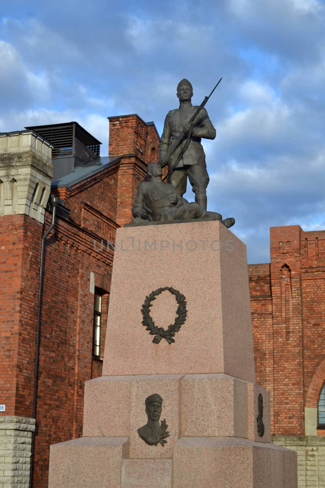Historic monument of estonian patriotic soldier. Former Tondi Military Academy, Tallinn, Estonia