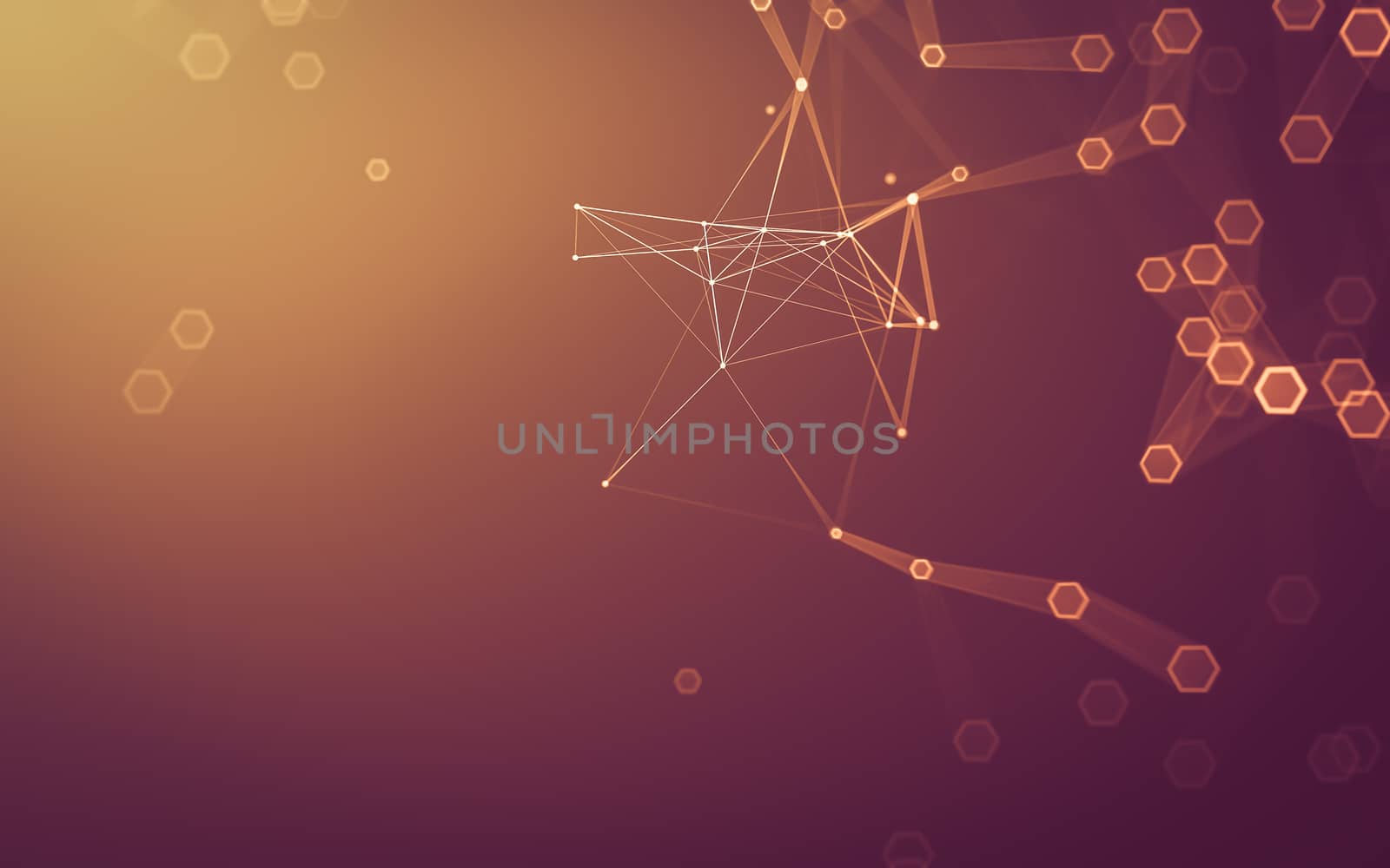 Abstract polygonal space low poly dark background with connecting dots and lines. Connection structure. 3d rendering