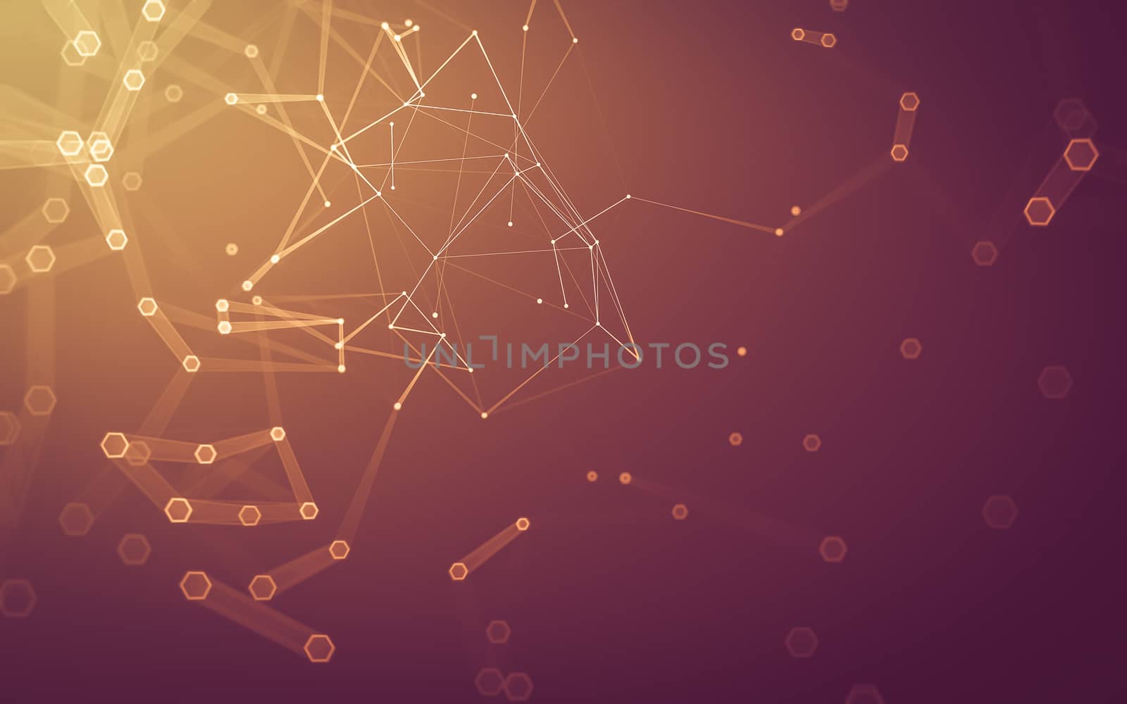 Abstract polygonal space low poly dark background with connecting dots and lines. Connection structure. 3d rendering