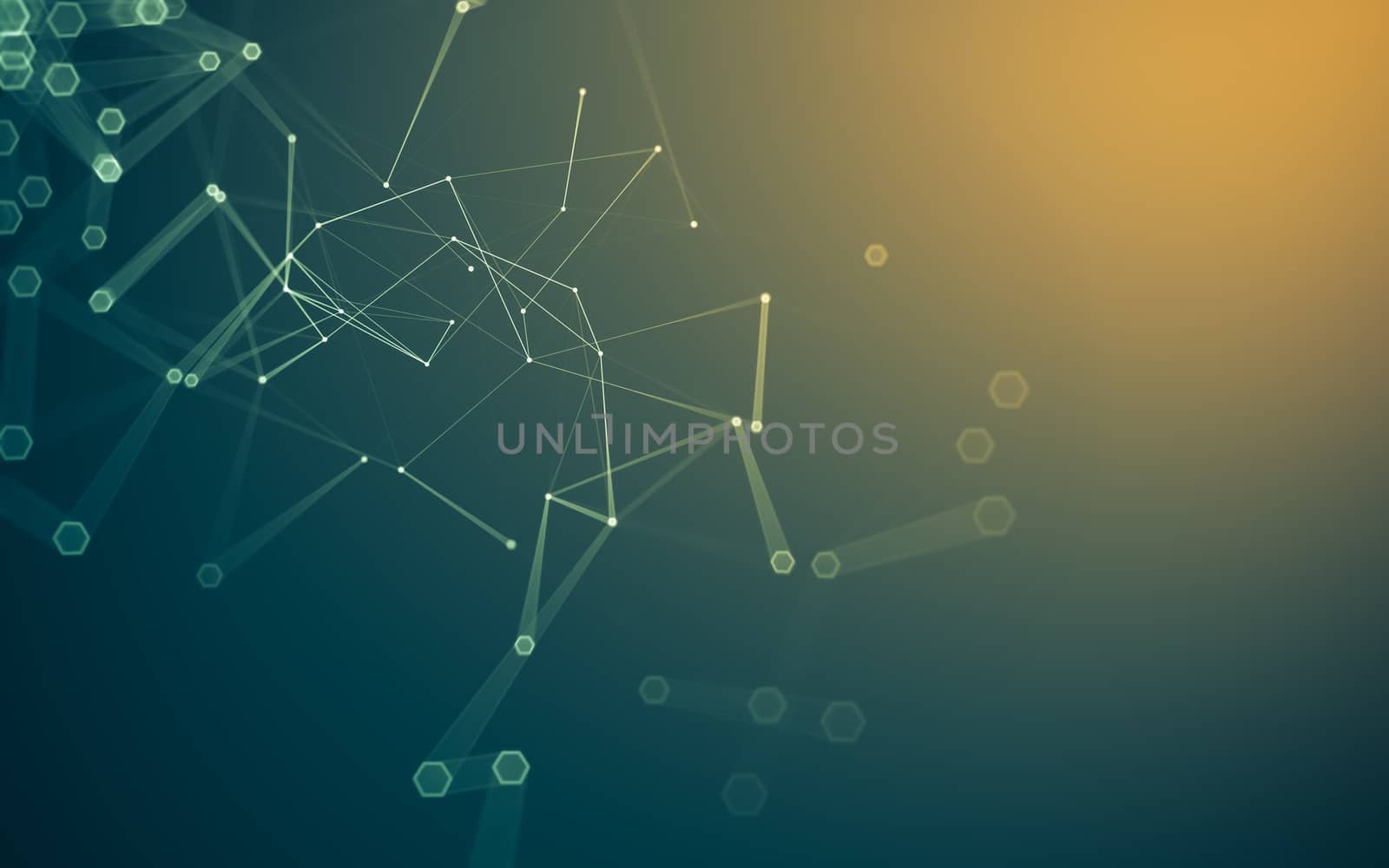 Abstract polygonal space low poly dark background with connecting dots and lines. Connection structure. 3d rendering