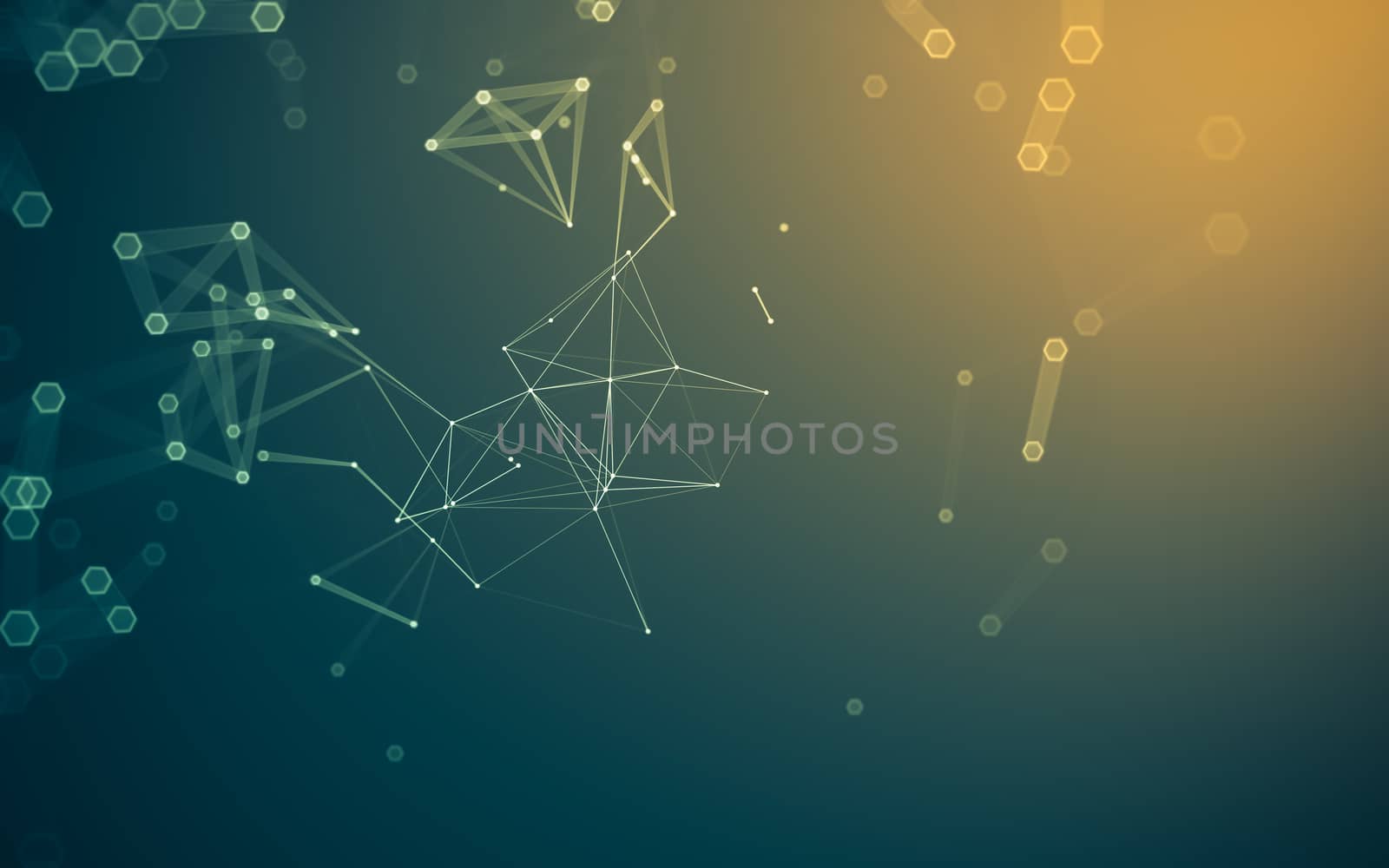 Abstract polygonal space low poly dark background with connecting dots and lines. Connection structure. 3d rendering