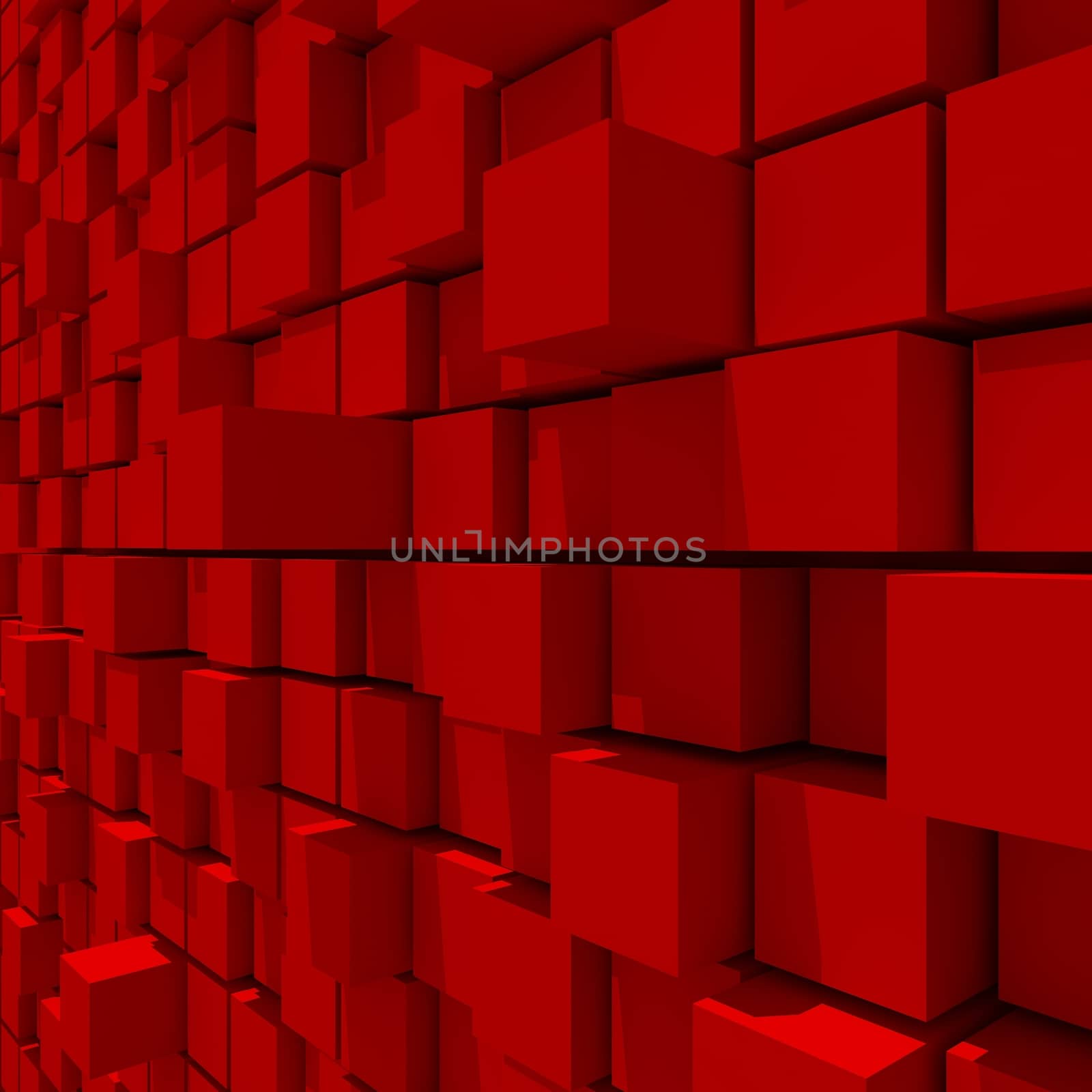 3d rendering of red cubic random level background.