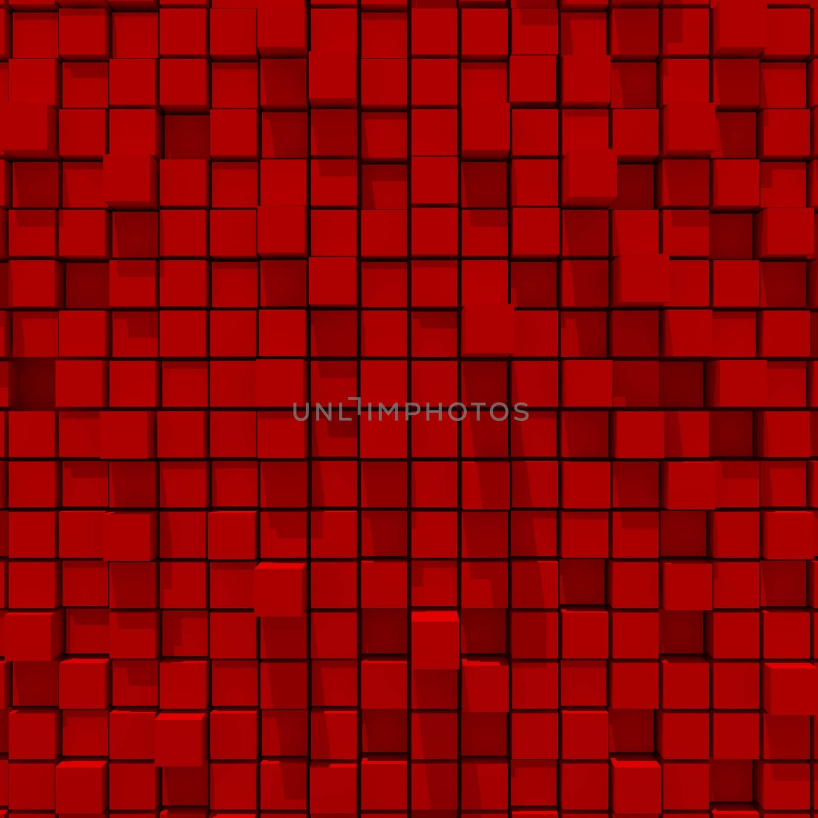 3d rendering of red cubic random level background.
