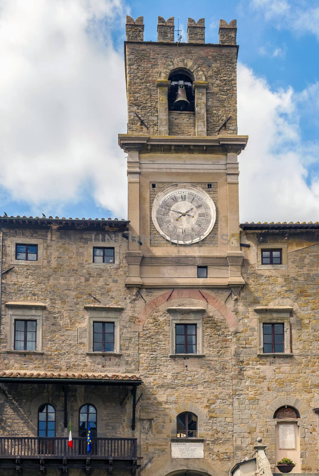 view of the town hall in the medieval city of Cortona, Tuscan , Italy