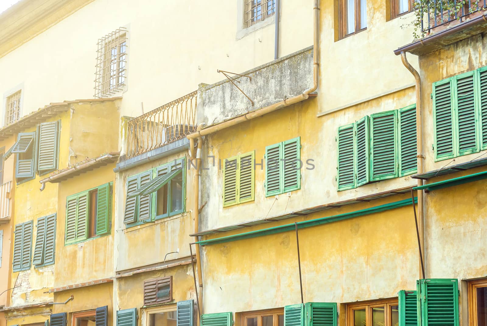 A view of a detail of the Old Bridge (Ponte Vecchio) in Florence