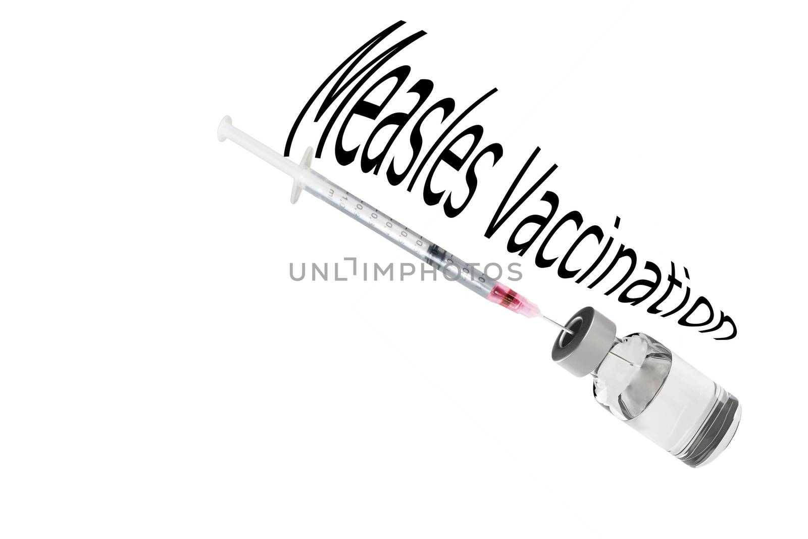 Syringe is filled with vaccine for measles vaccination.       by JFsPic