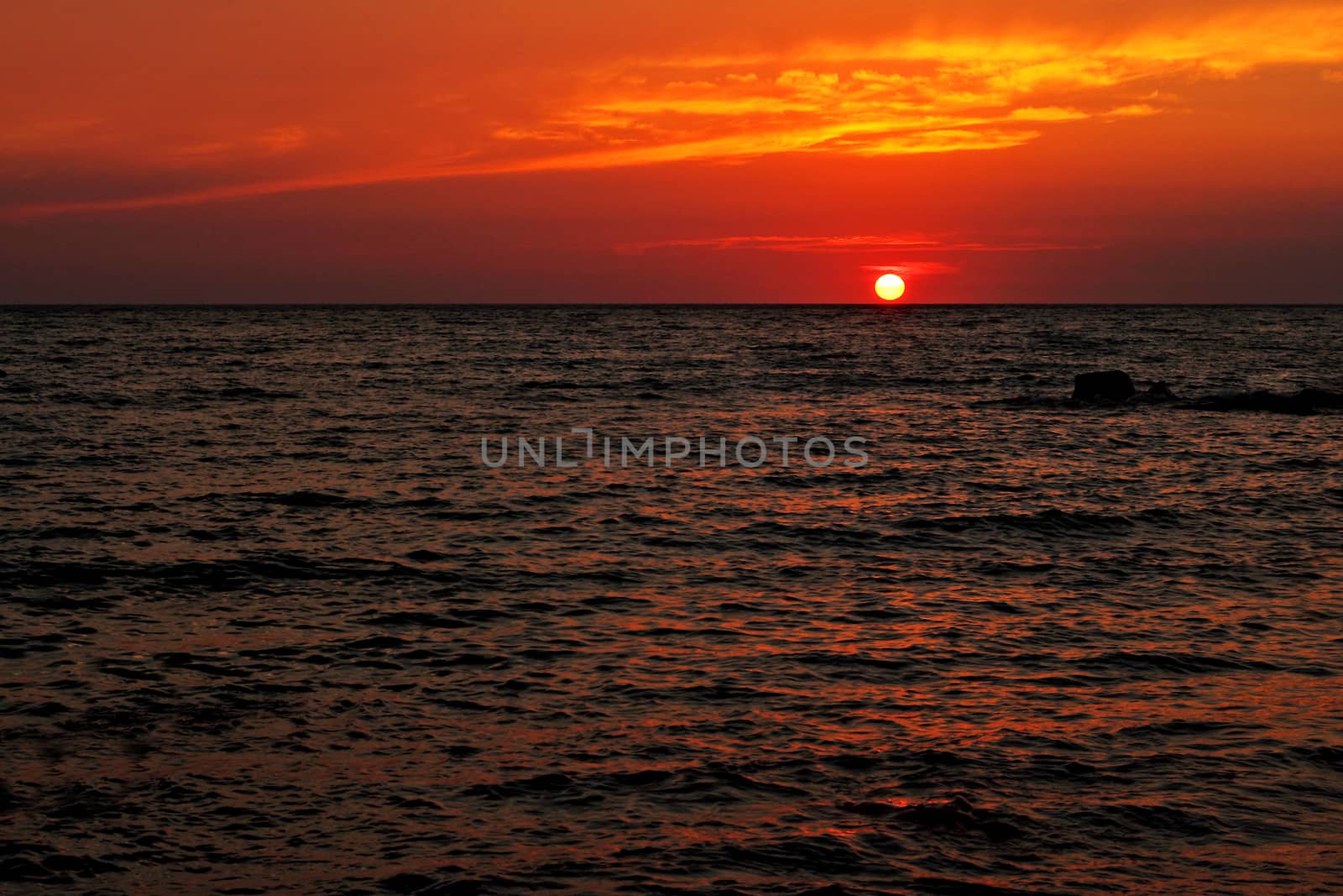 Beautiful evening sunset on the Black Sea.