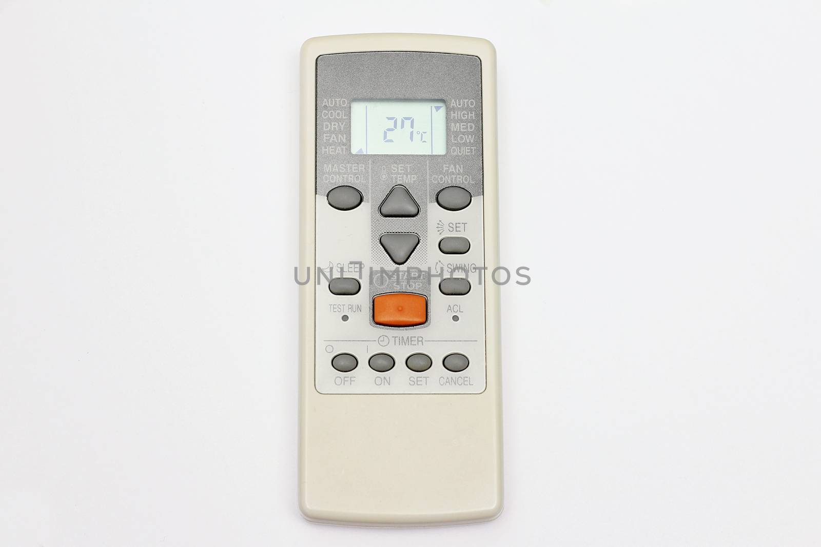 Remote control for split system isolated white background.