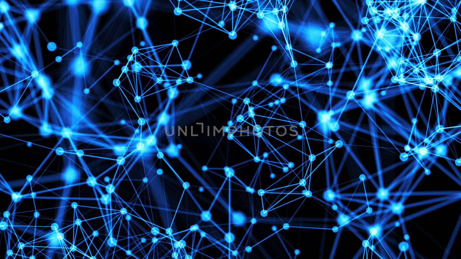 Abstract connected dots. Technology background. 3d render