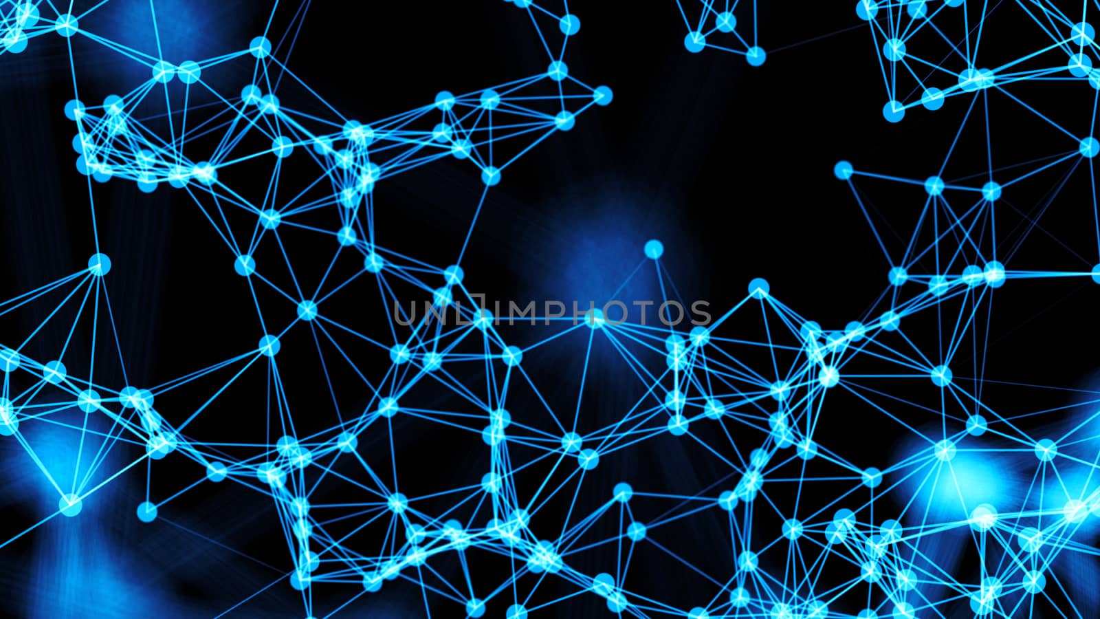 Abstract connected dots. Technology background. 3d render