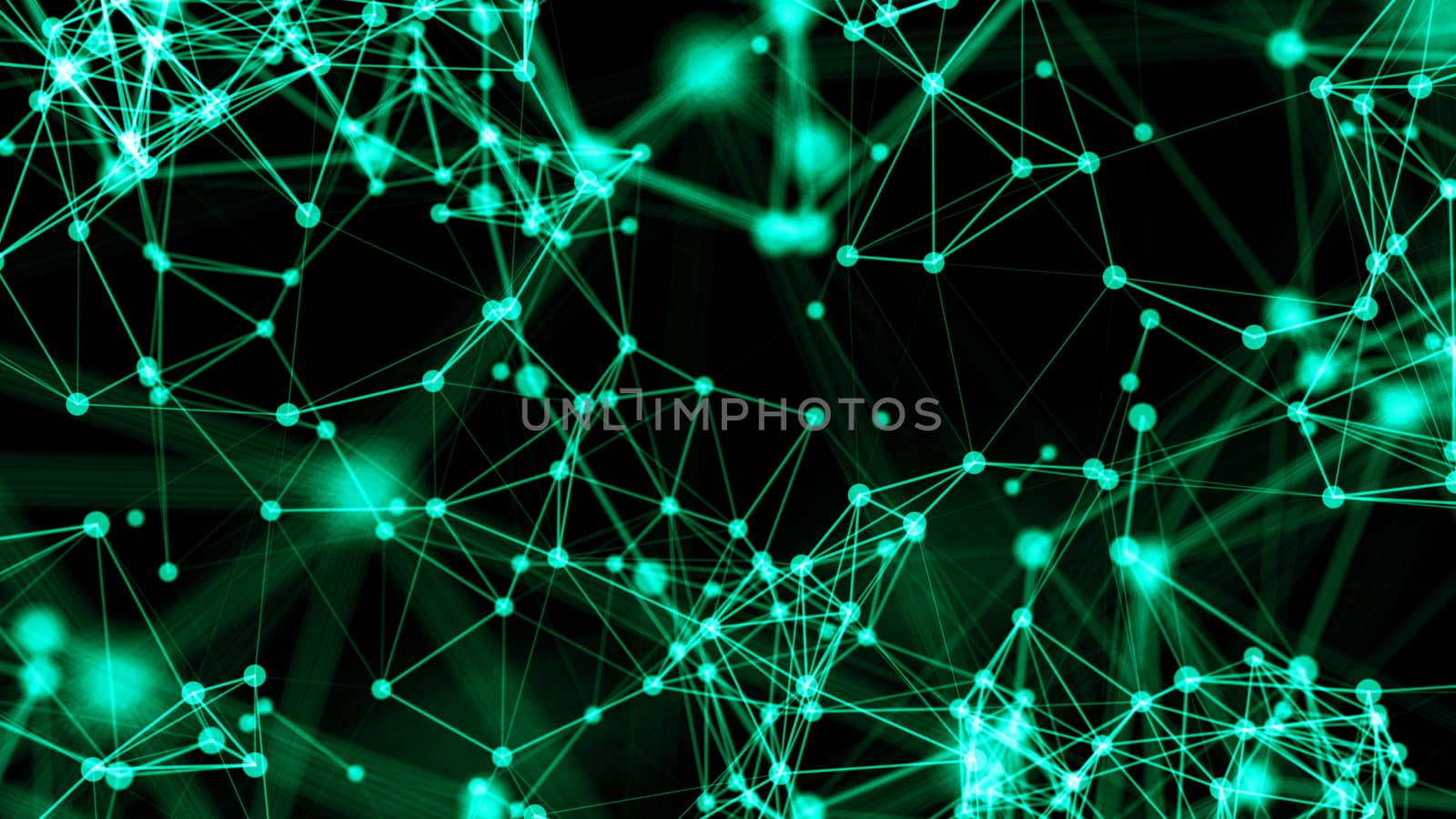 Abstract connected dots. Technology background. 3d render