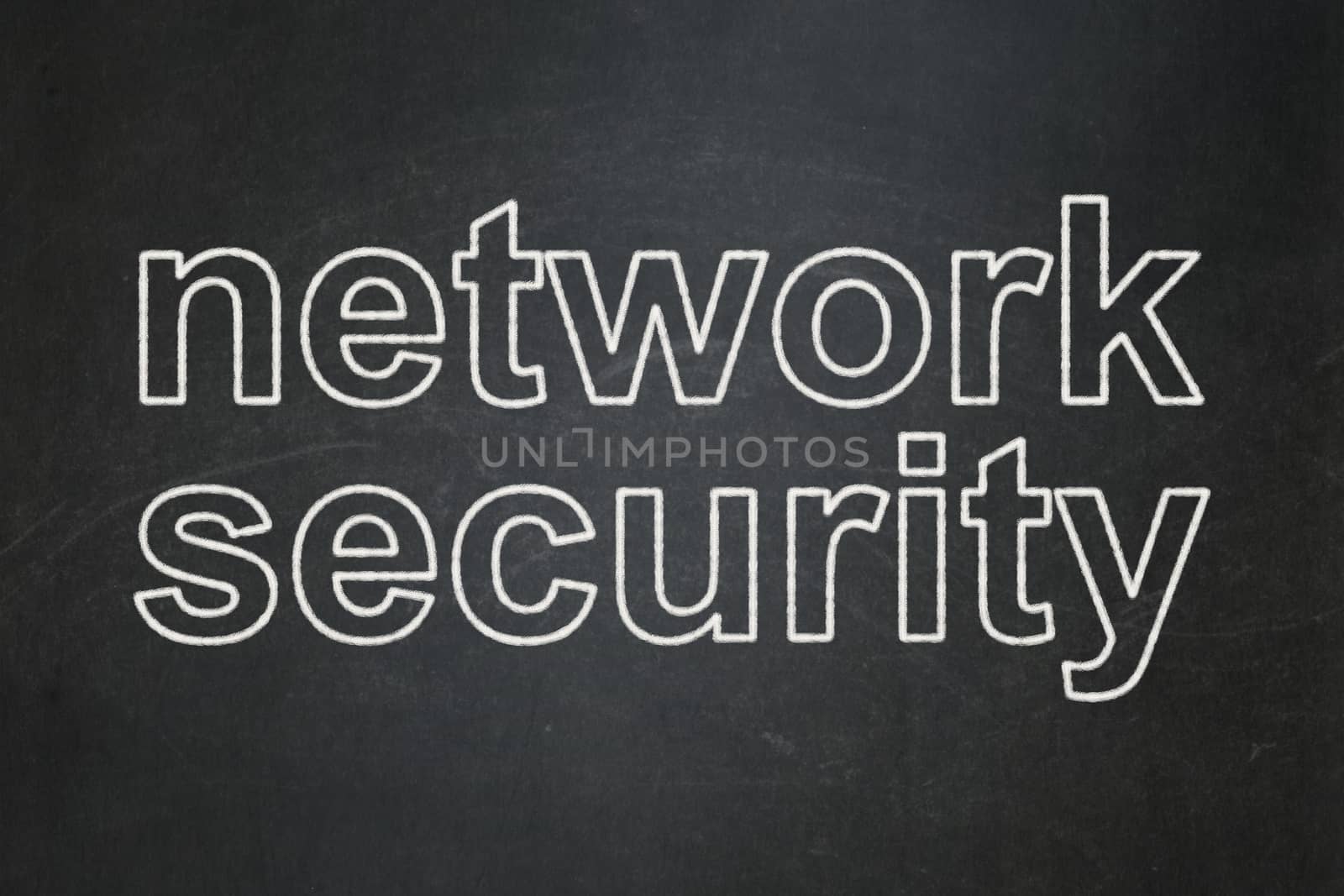 Privacy concept: Network Security on chalkboard background by maxkabakov