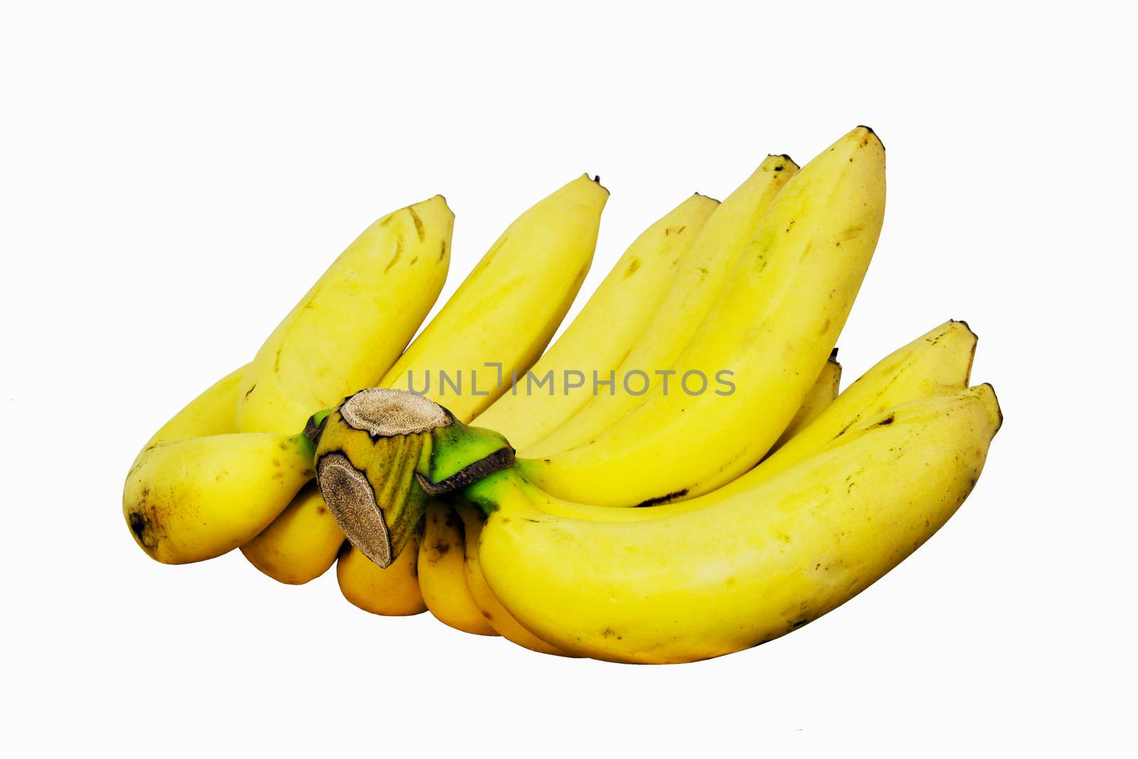 isolate comb of yellow bananas fruit on white background