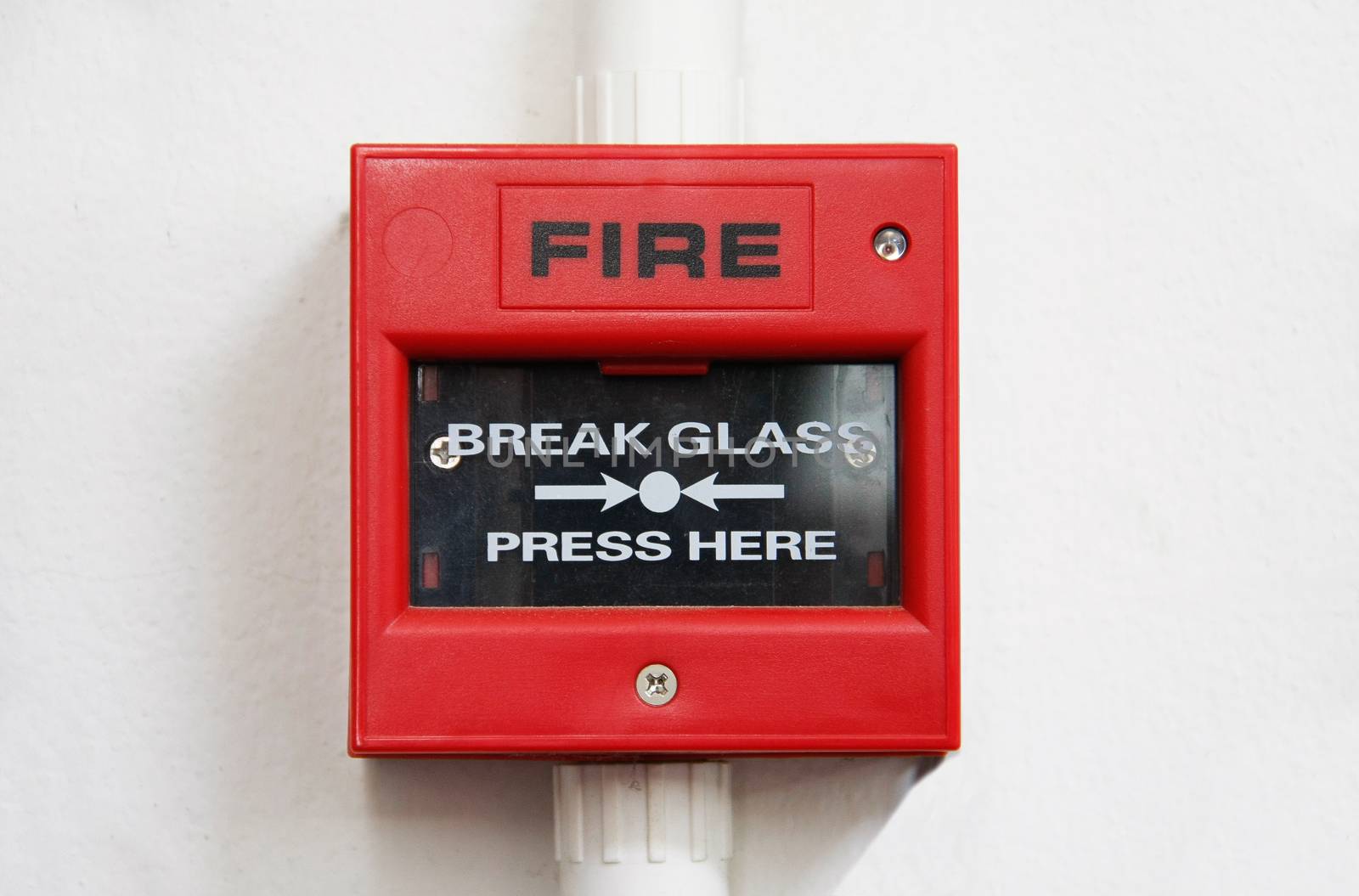 fire alarm box on cement wall for warning and security system