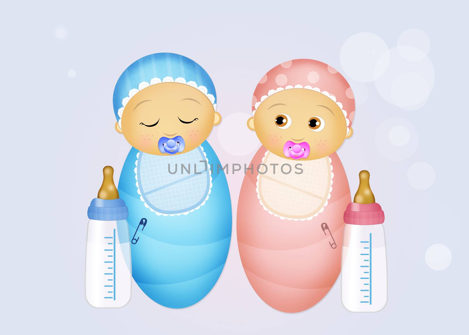 babies with baby bottle by adrenalina