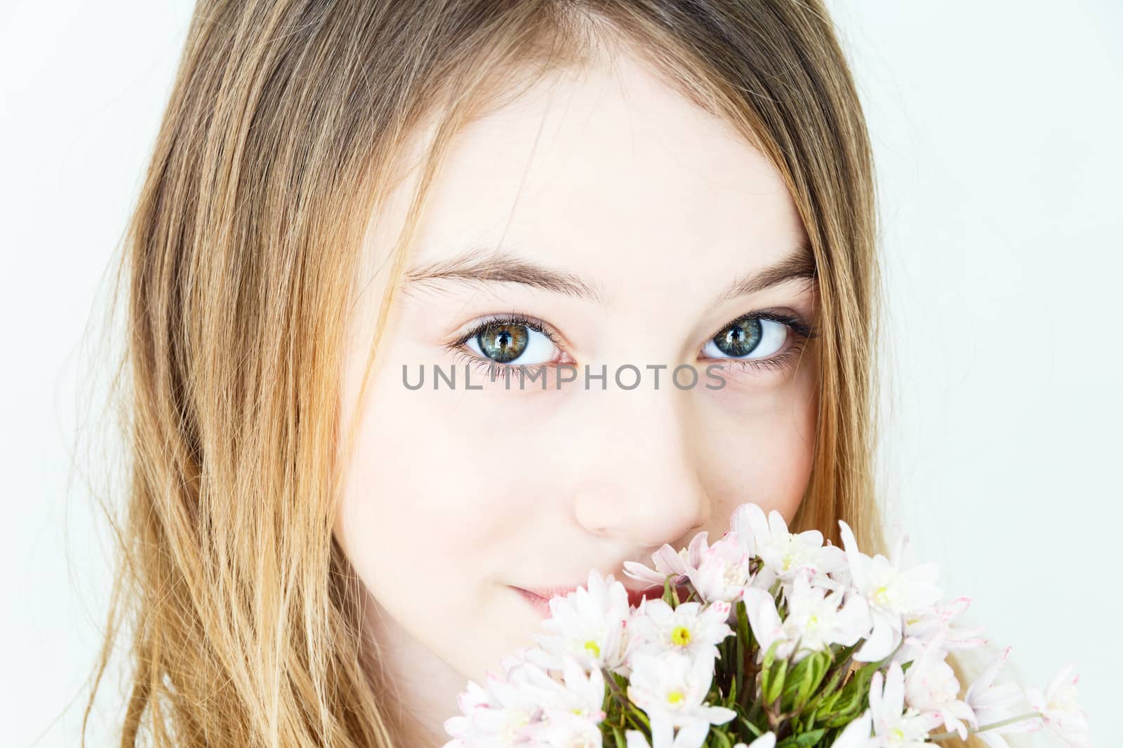 Cute girl with blond long hair by Julialine