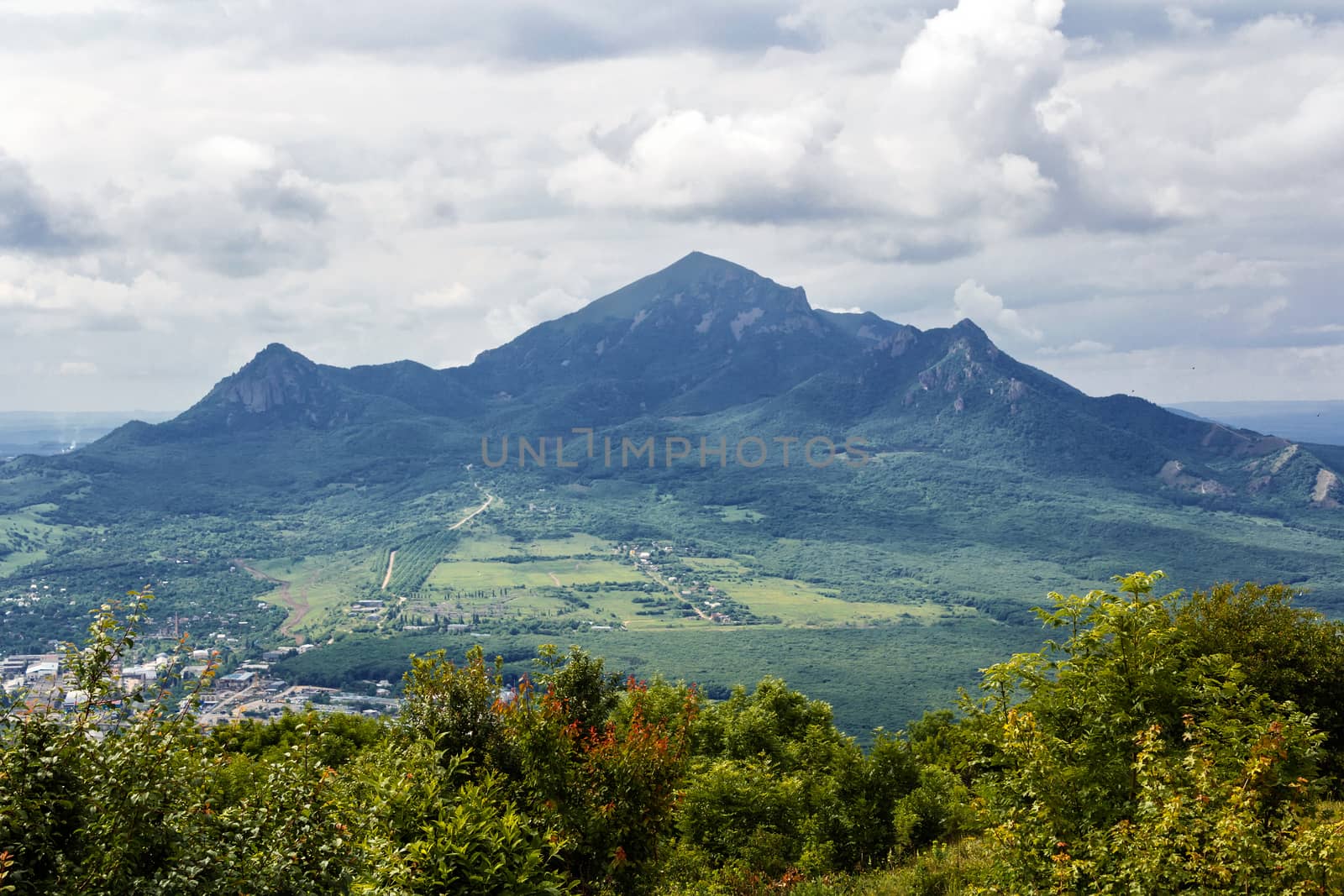 Summer picturesque landscape with Russian Caucasus rockies mountains