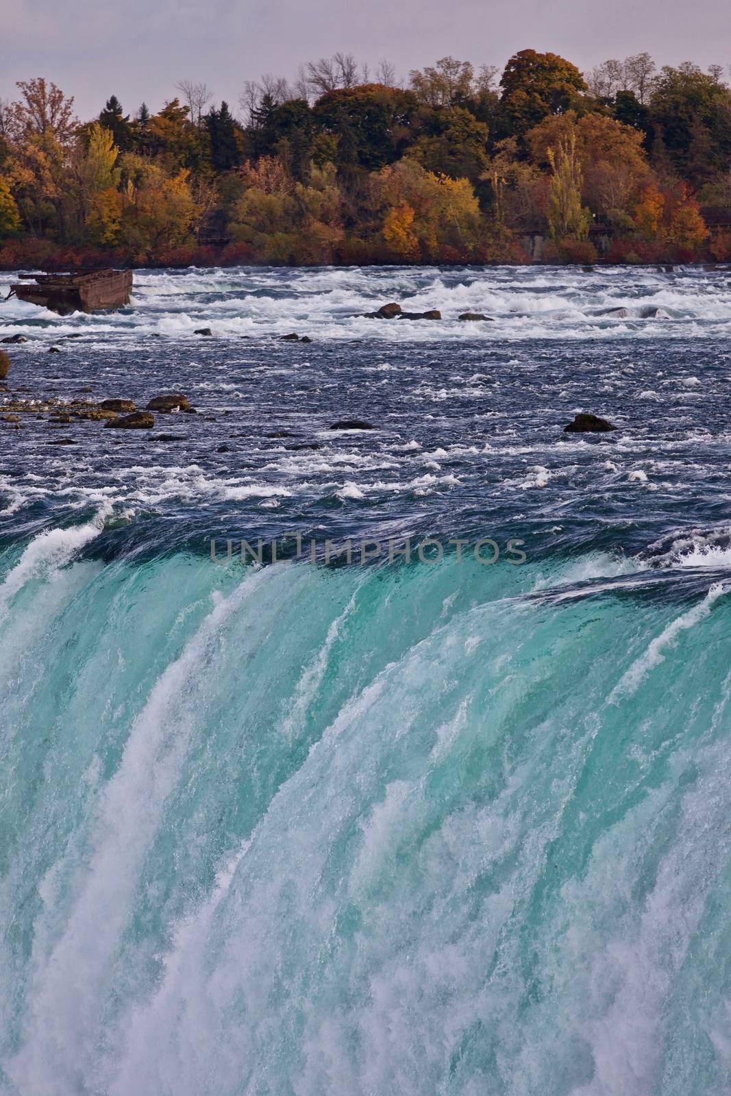 Beautiful isolated picture of amazing powerful Niagara waterfall by teo