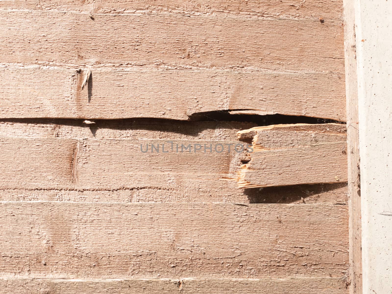 broken brown light wooden fence outside close up rough splinters