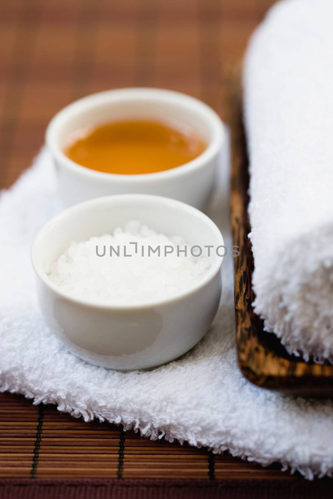 Still-life honey and salt