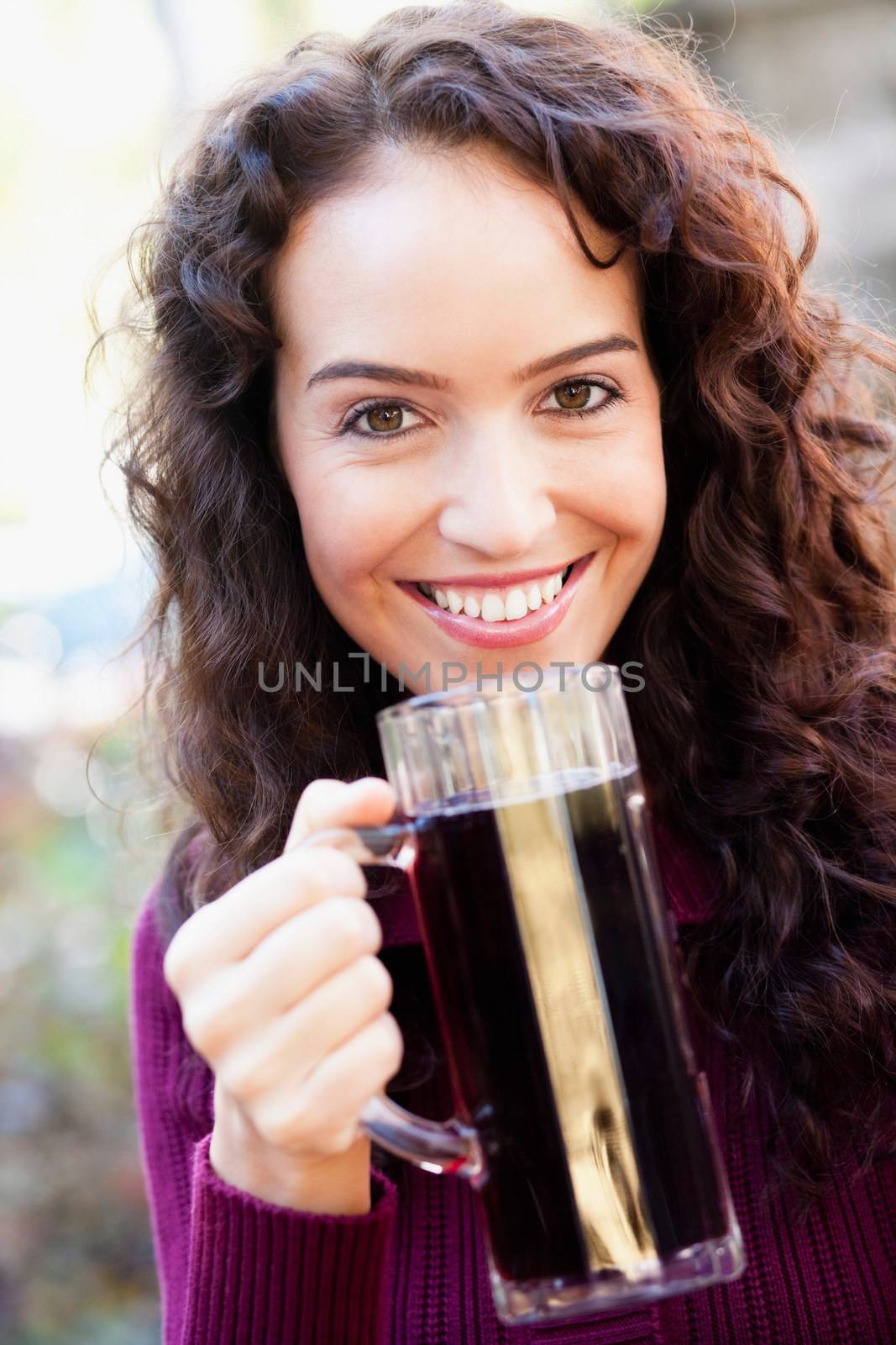 young woman with drink