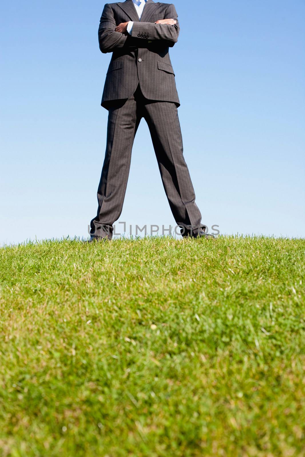 Businessman Standing On Hill