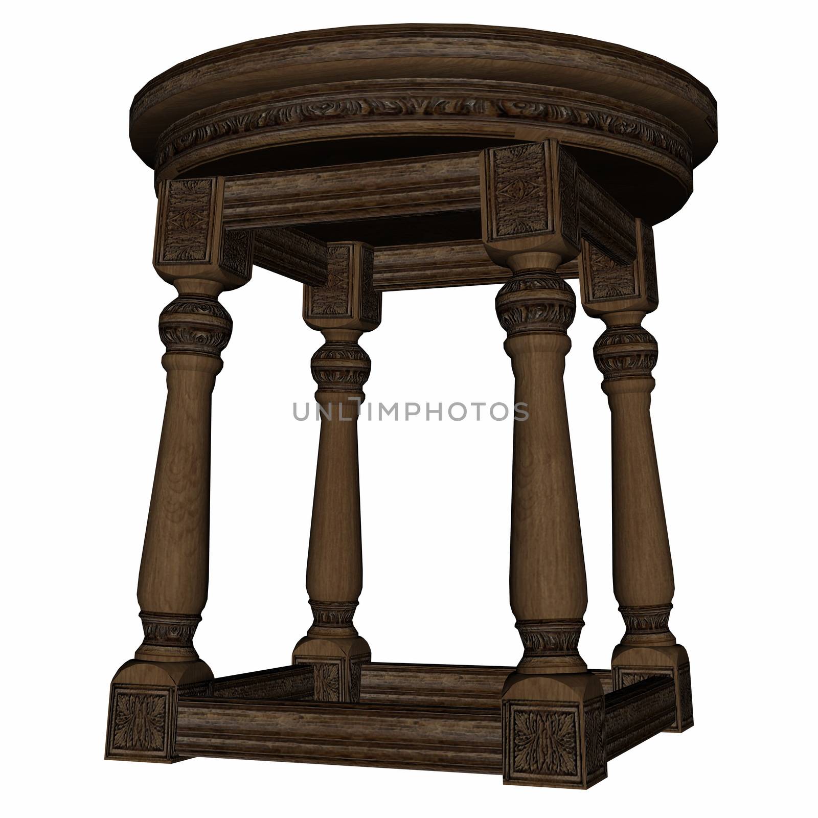 Vintage wooden stool - 3D render by Elenaphotos21