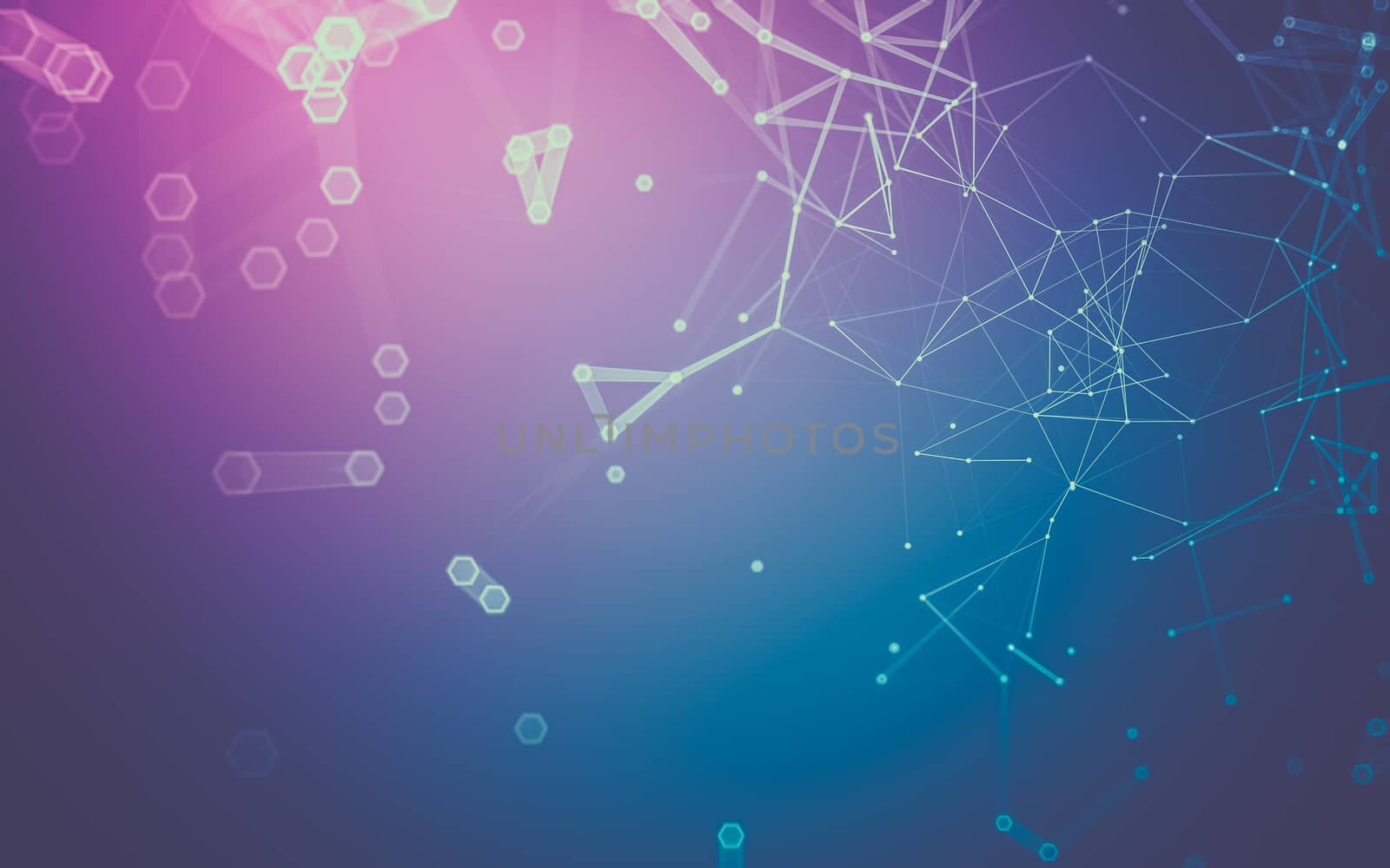 Abstract polygonal space low poly dark background with connecting dots and lines. Connection structure. 3d rendering