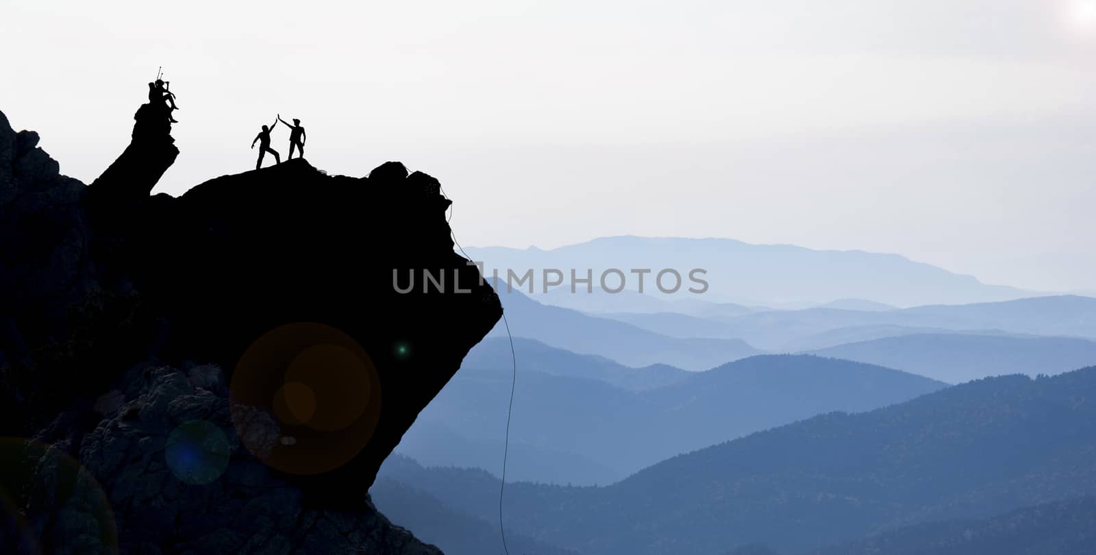 challenging rock climbing and success