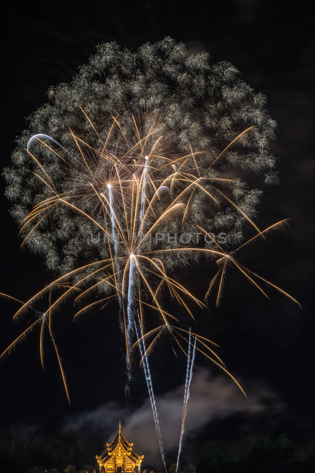 Beautiful display of colorful fireworks, Fireworks on night sky  by rakoptonLPN