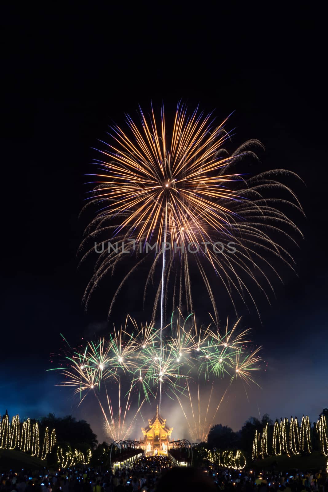 Beautiful display of colorful fireworks, Fireworks on night sky  by rakoptonLPN