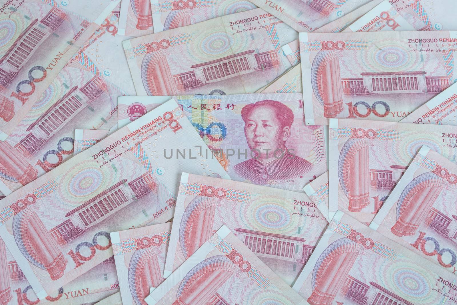 Yuan banknotes from China's currency. Chinese banknotes.