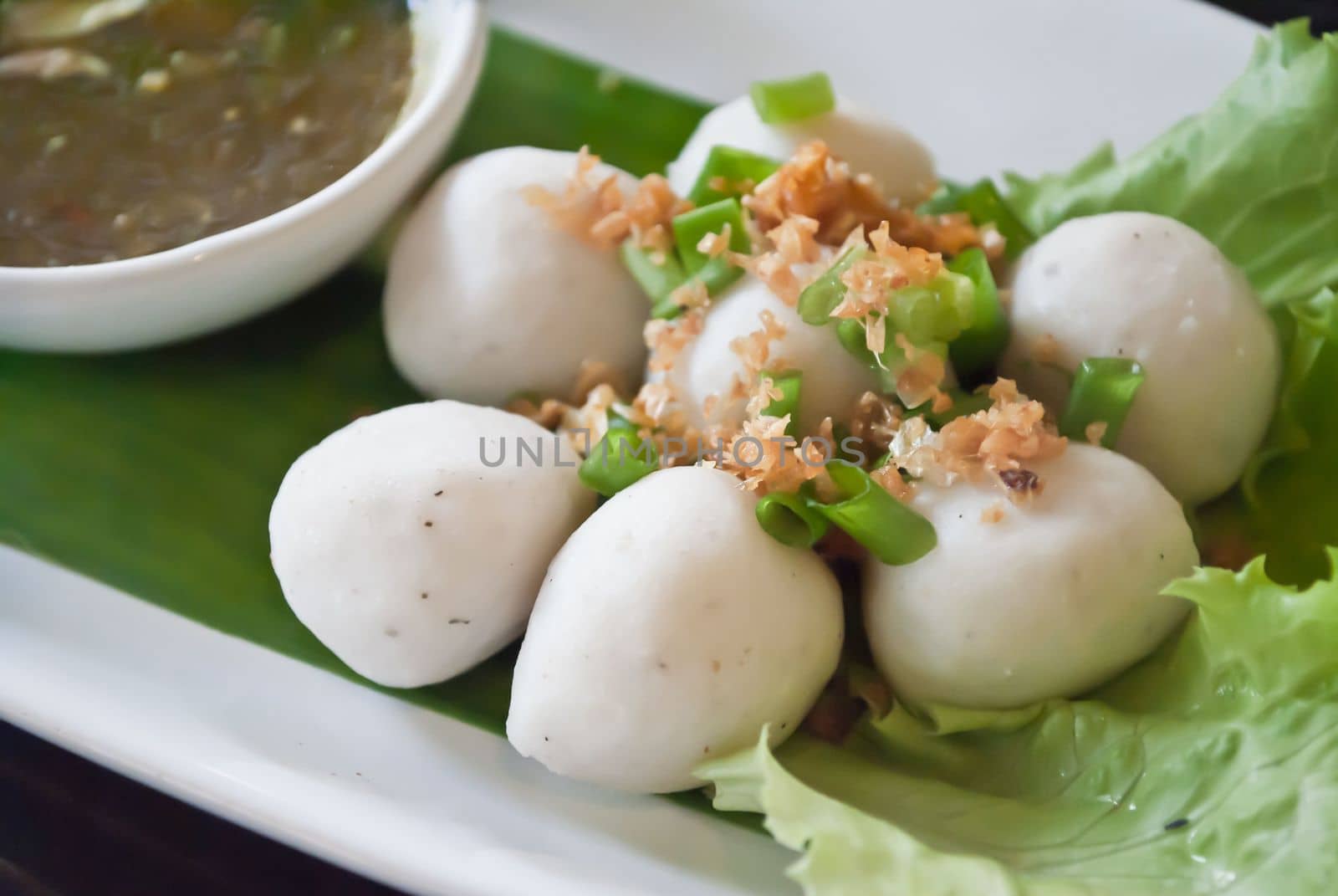 fish meat ball in plate