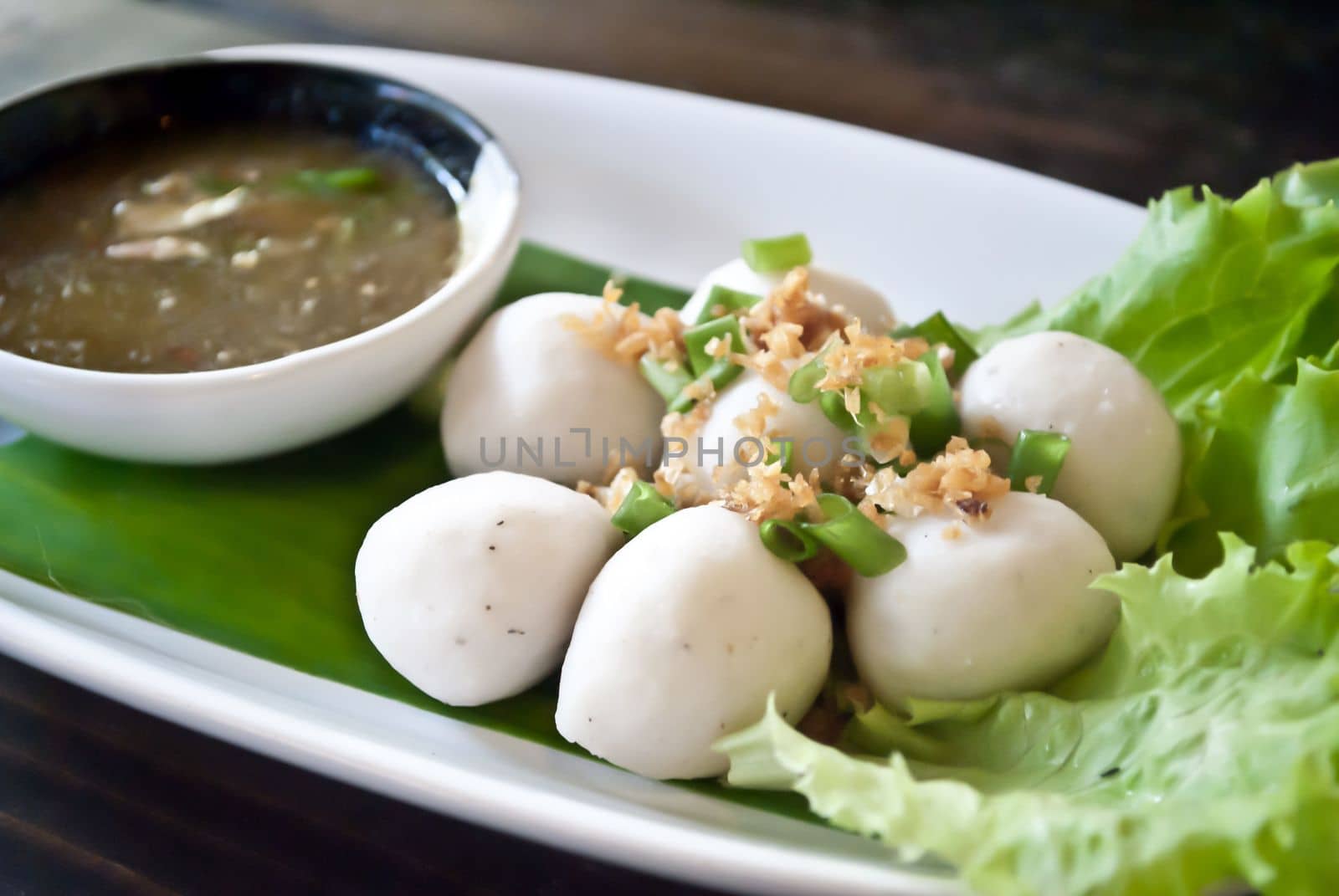 fish meat ball in plate