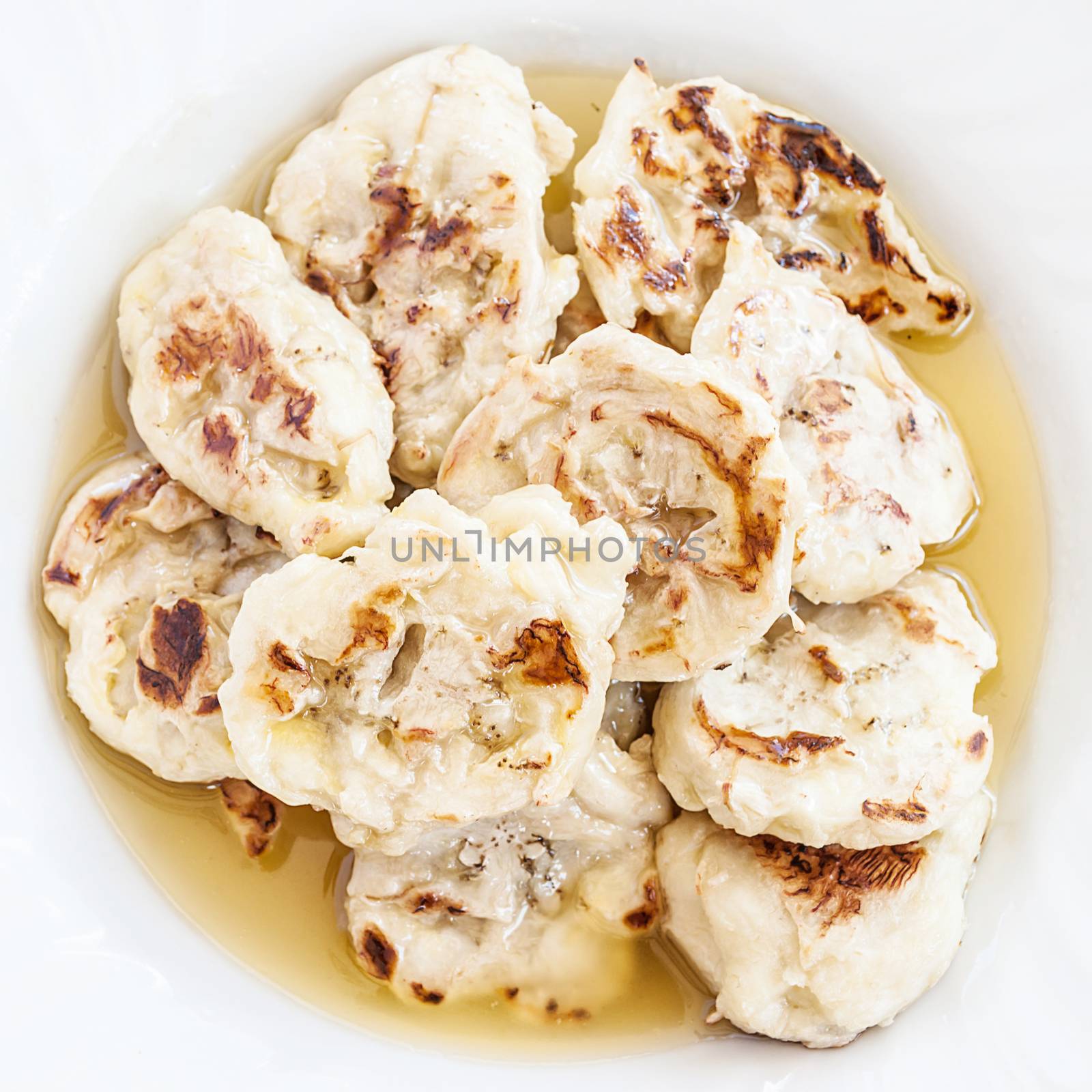 Grilled bananas with syrup, dessert in Thailand