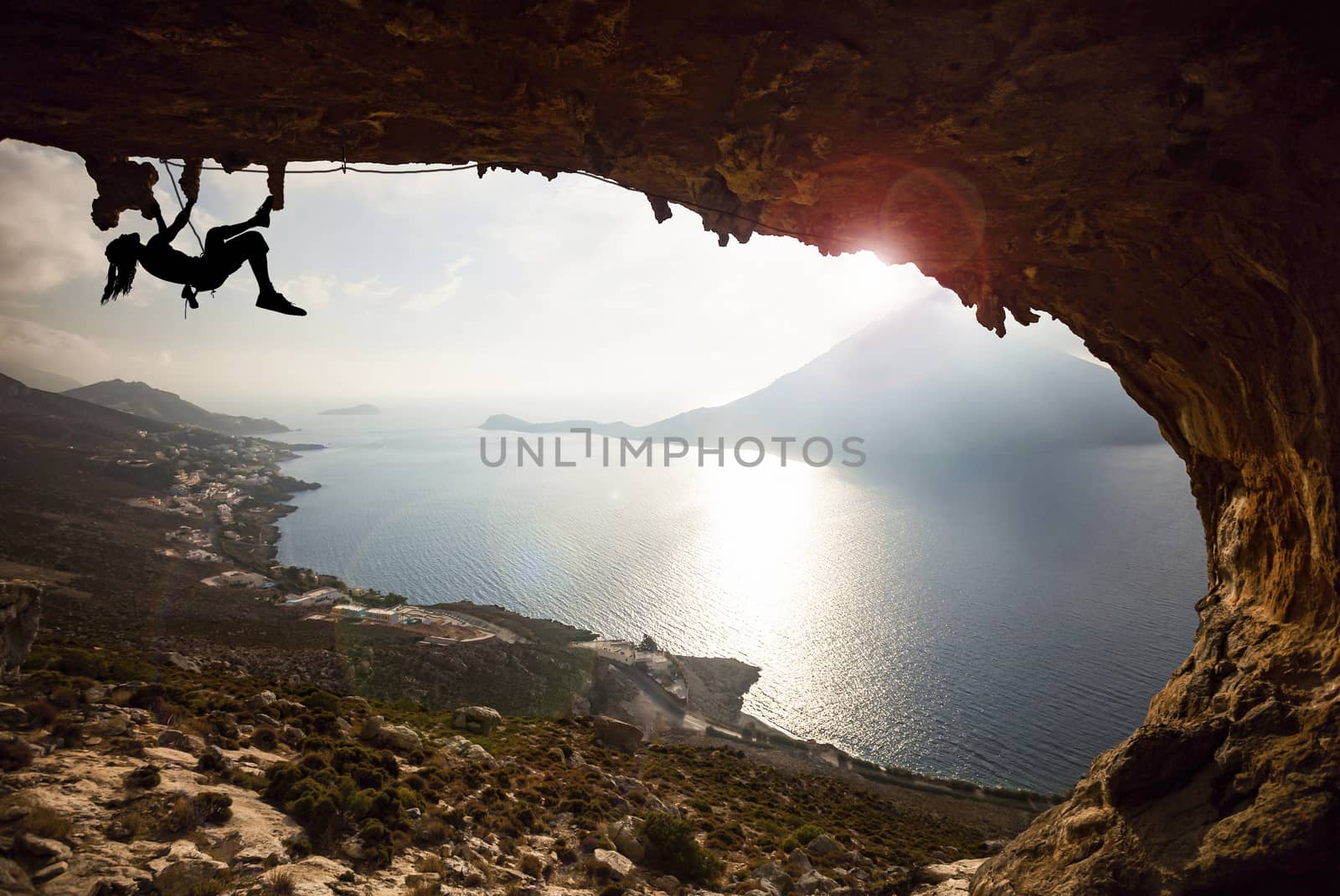 professional rock climbers in the proper place