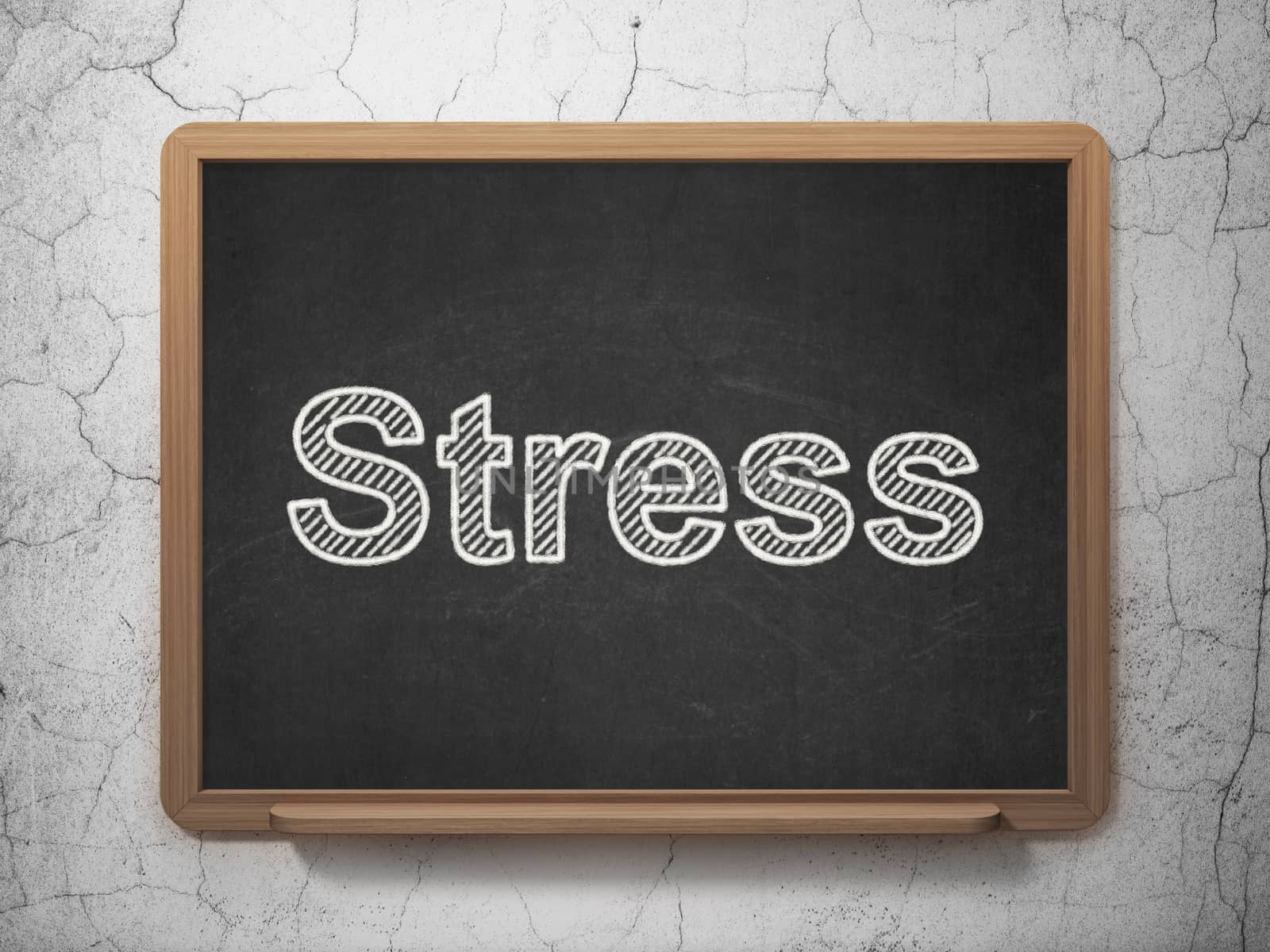 Health concept: text Stress on Black chalkboard on grunge wall background, 3D rendering