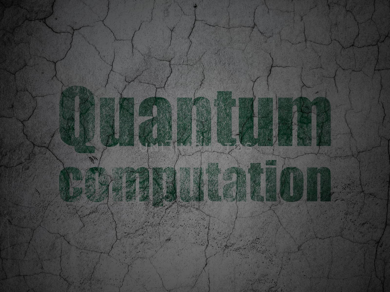 Science concept: Quantum Computation on grunge wall background by maxkabakov