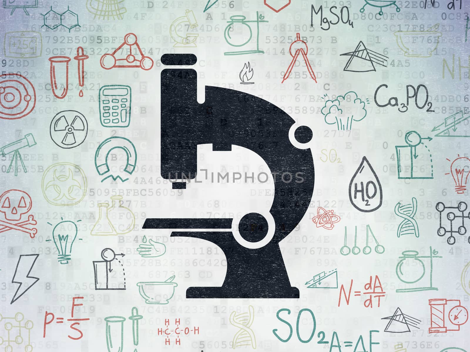 Science concept: Microscope on Digital Data Paper background by maxkabakov