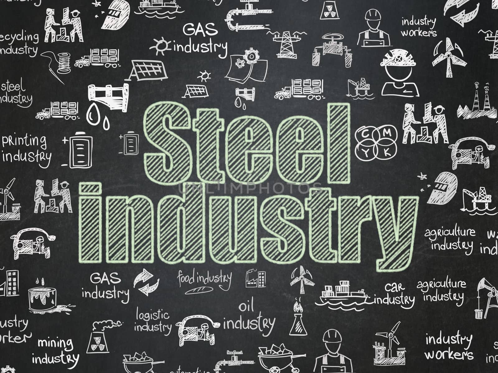 Manufacuring concept: Steel Industry on School board background by maxkabakov