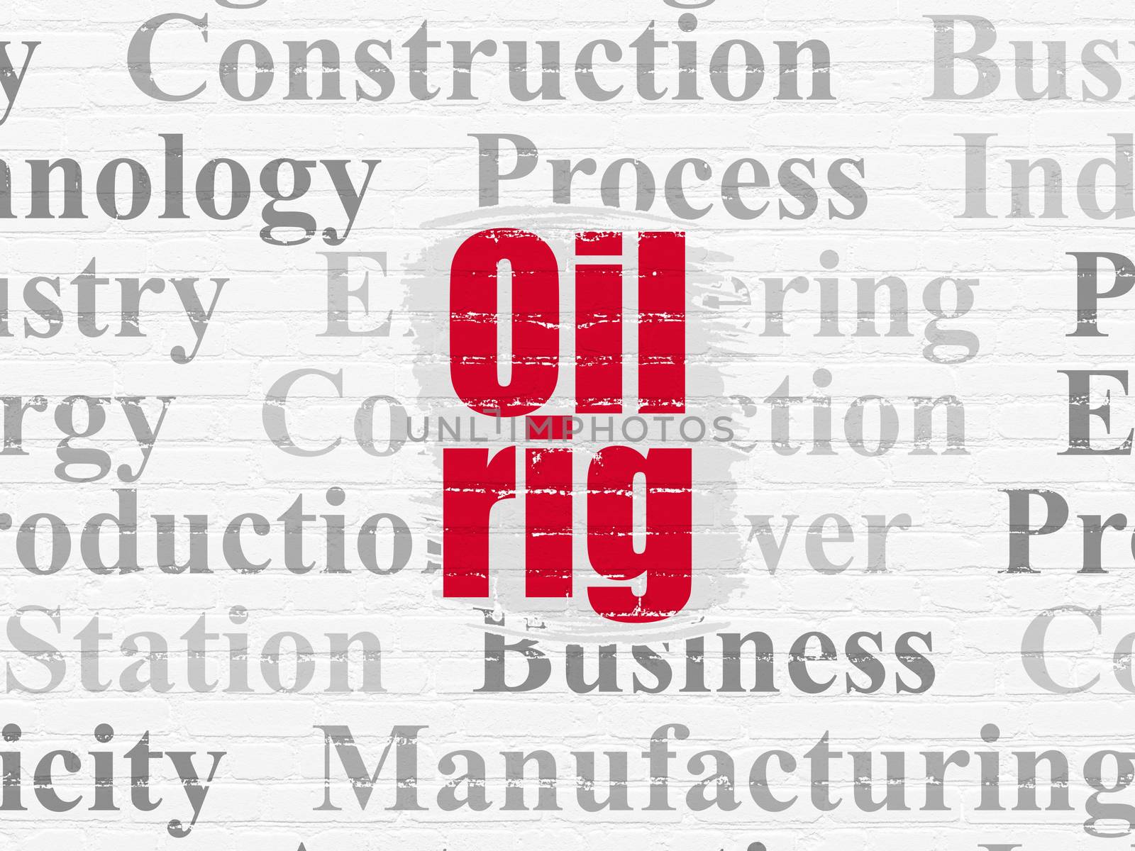 Manufacuring concept: Oil Rig on wall background by maxkabakov