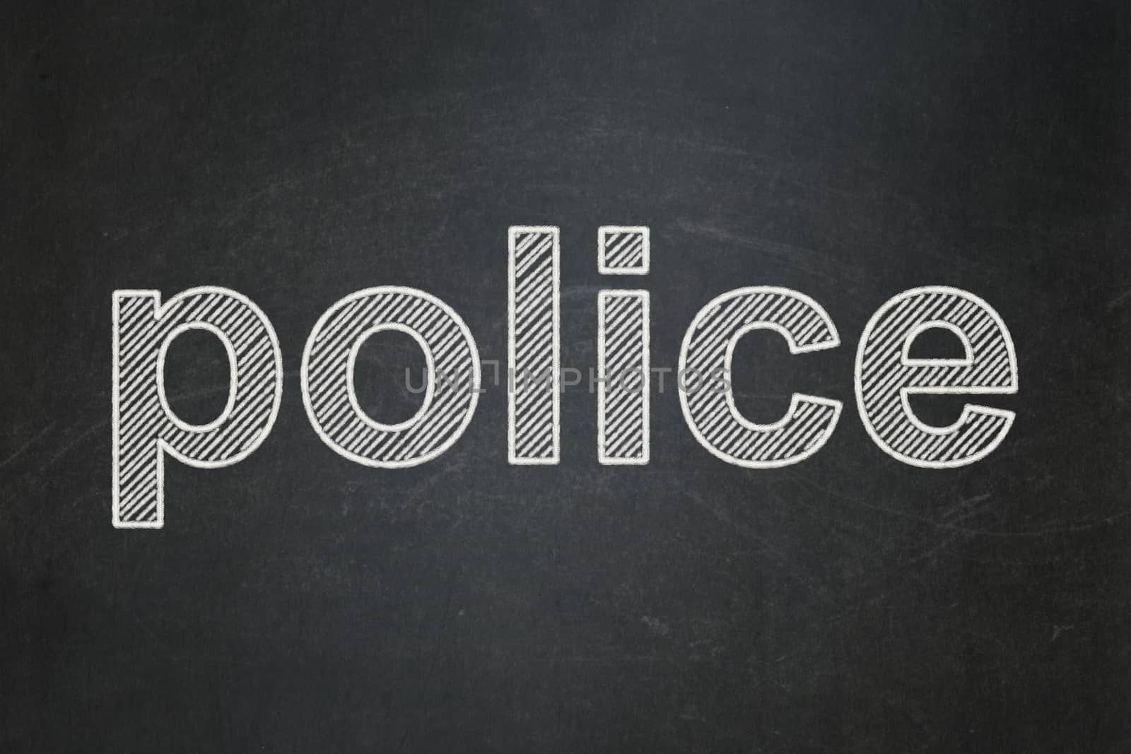 Law concept: text Police on Black chalkboard background