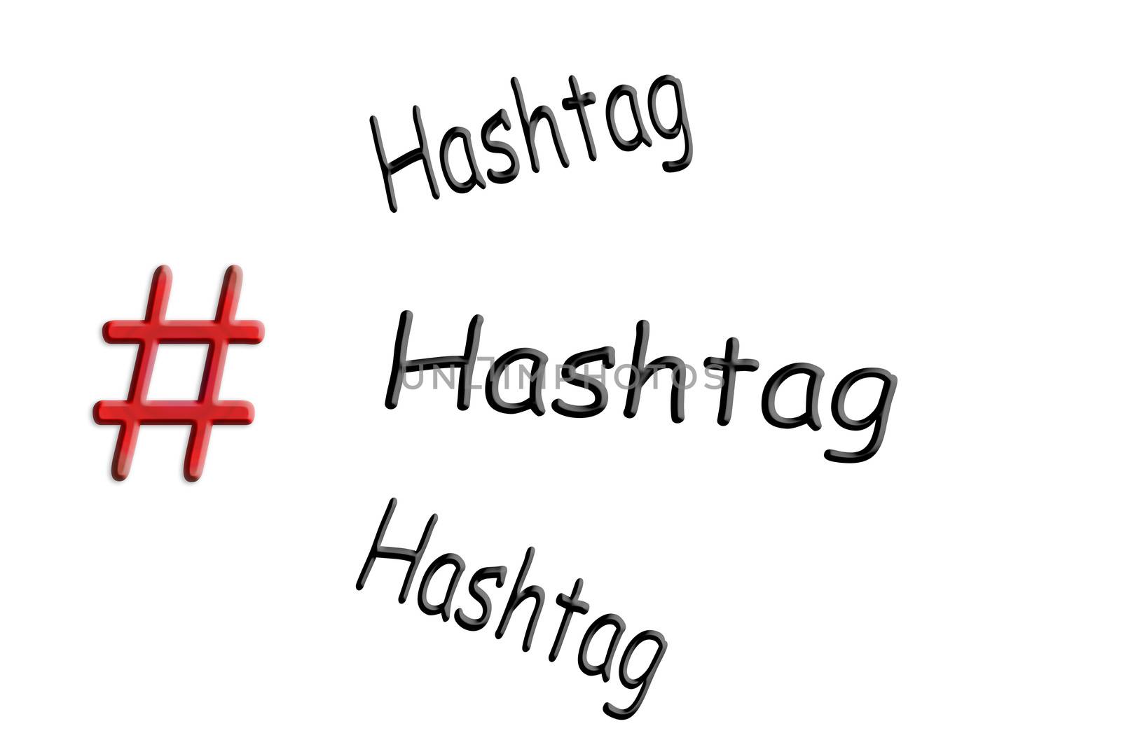 Internet and social media-trend theme # Hashtag sign on white background with caption Hashtag.