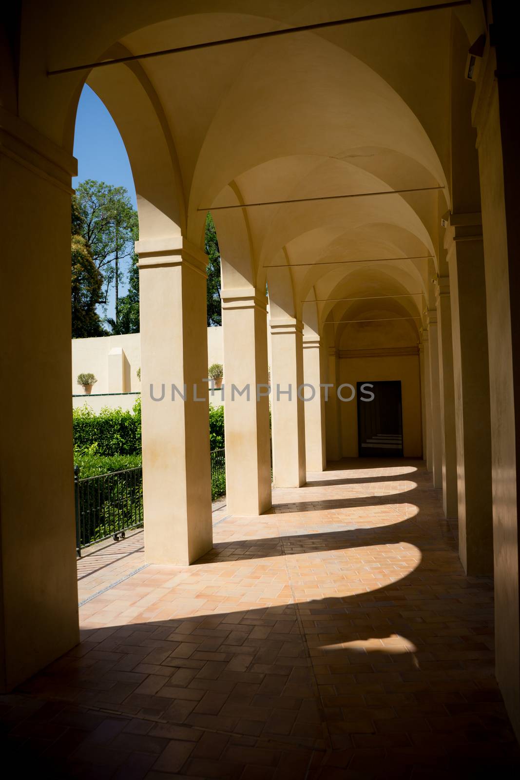 Seville, Spain - June 19: Courtyard in the in the Alcazar garden by ramana16